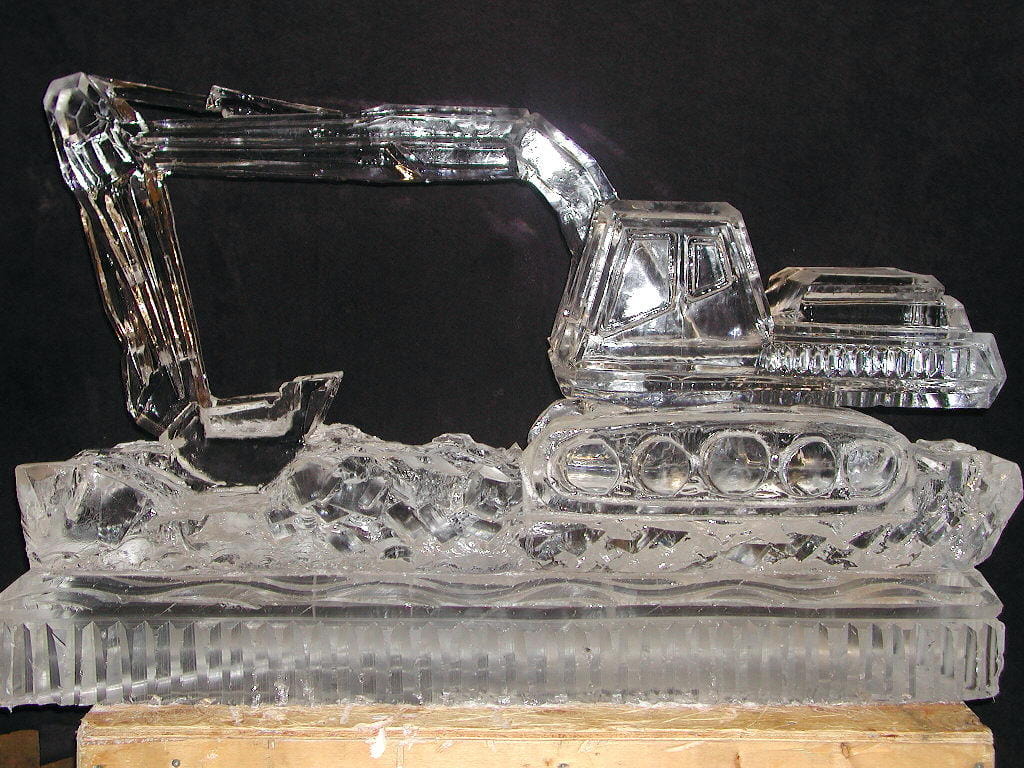 Speedboat ice sculpture display