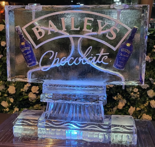 Baileys Chocolate Luxe engraved ice sculpture