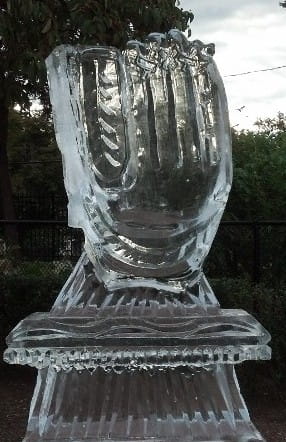 Hand-shaped ice sculpture