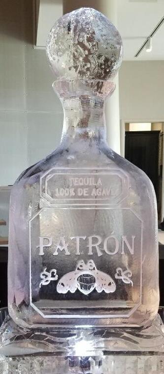 Premium Tequila bottle ice sculpture for a catered event bar
