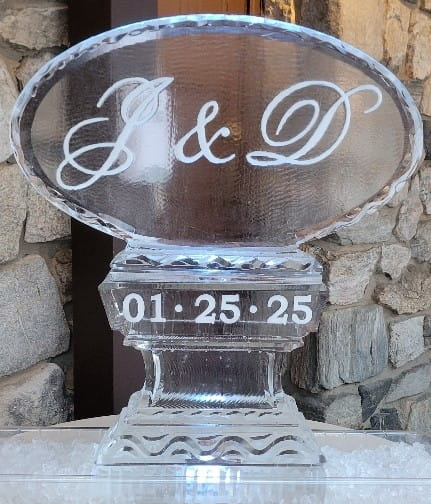 A & D personalized anniversary ice sculpture with date