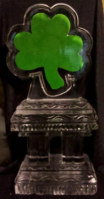 Shamrock ice sculpture for St. Patrick's Day