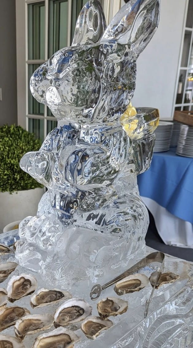 Ice sculpture of an Easter bunny