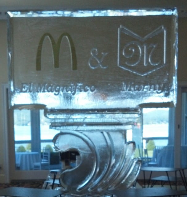 Monogram M & M personalized ice sculpture