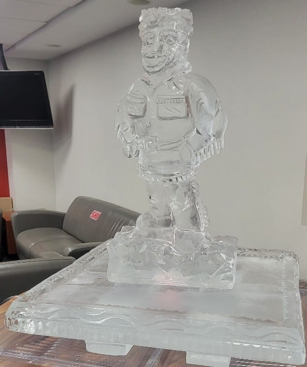 Standing figure ice sculpture centerpiece