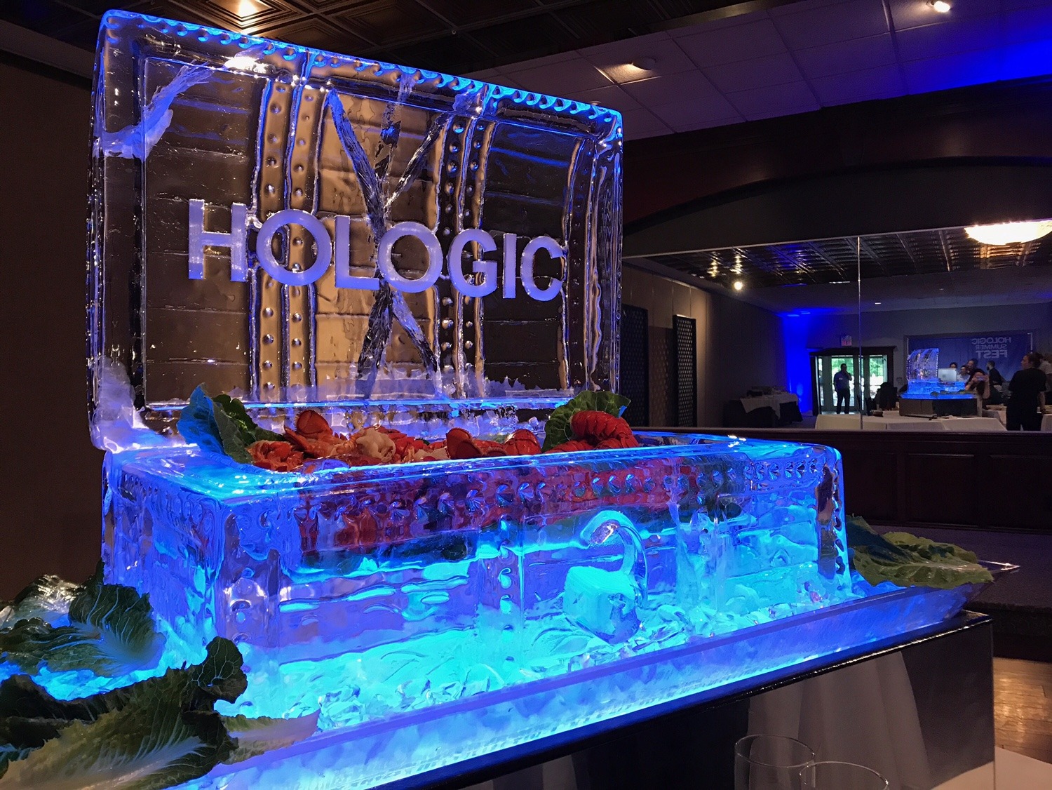Hologic branded illuminated ice sculpture