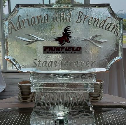 Adriana and Brendan personalized wedding ice sculpture