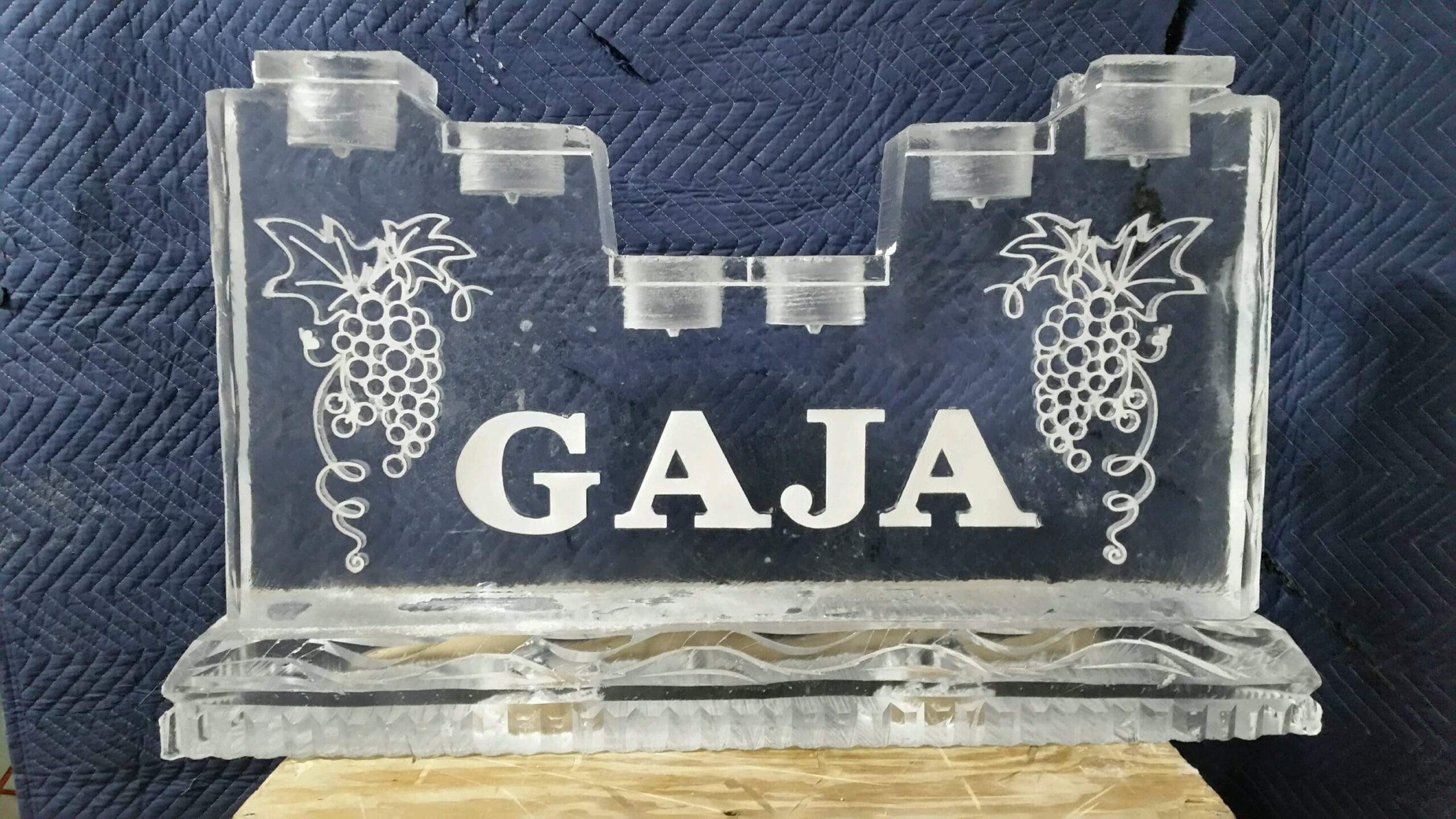 GAJA custom engraved ice sculpture