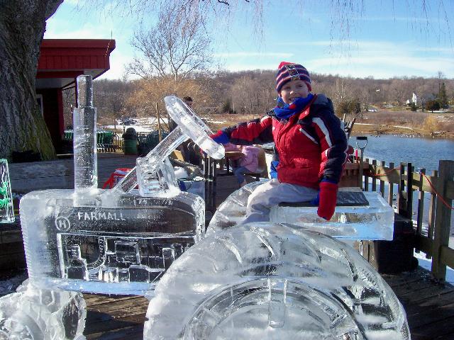 Winter sports ice sculpture with skier