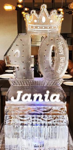 Number 40 custom anniversary ice sculpture