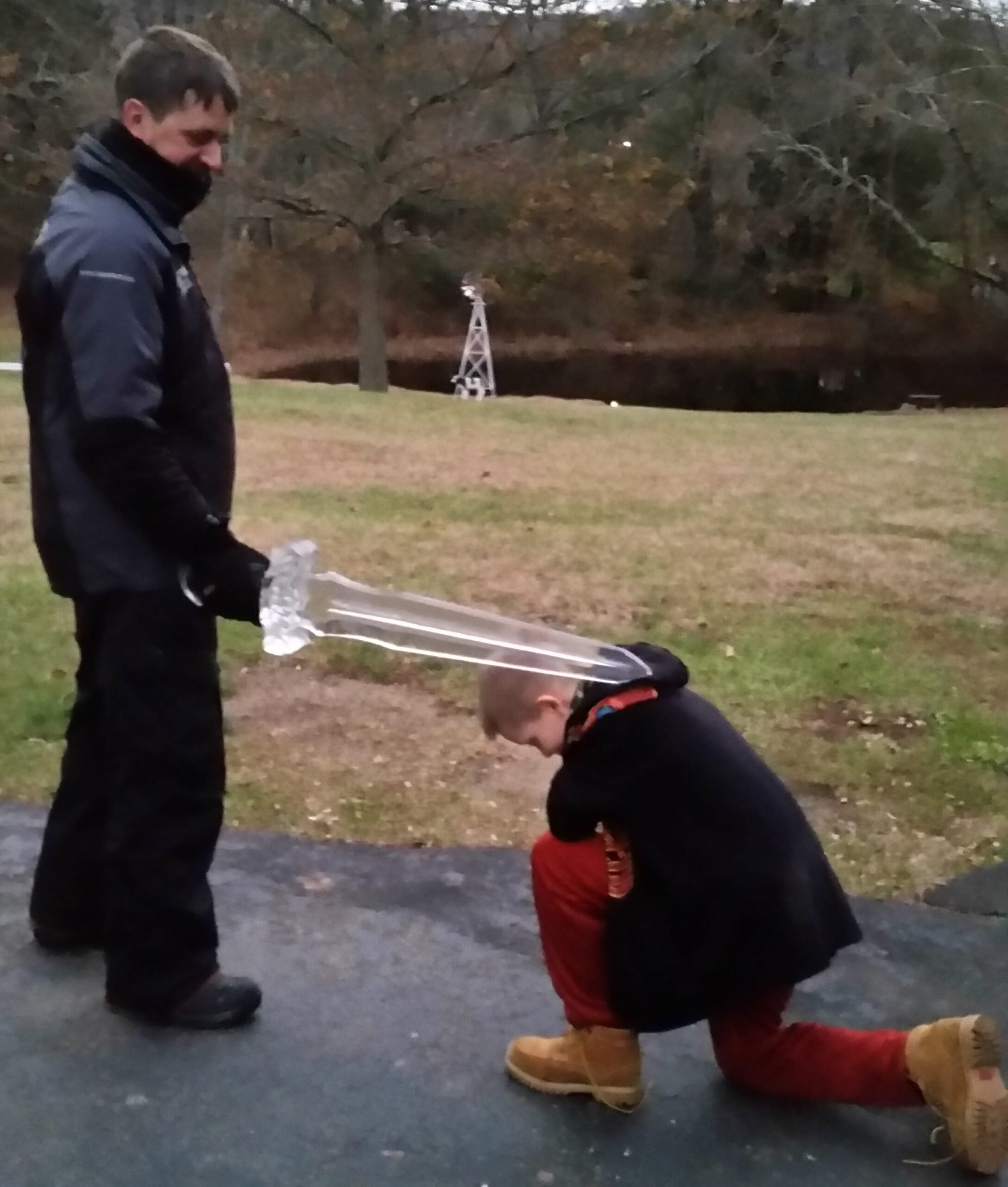 Ice carving demonstration at outdoor event