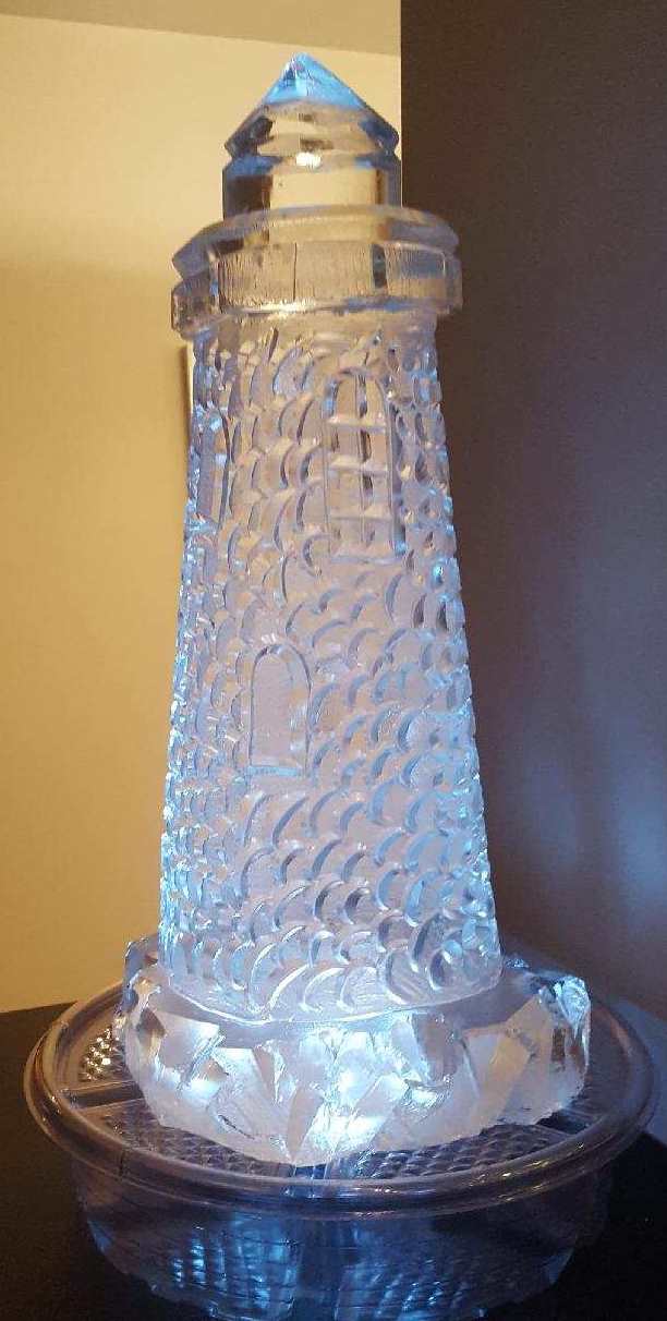 Textured ice pillar sculpture