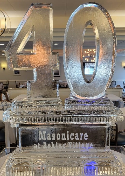 40th anniversary milestone ice sculpture centerpiece