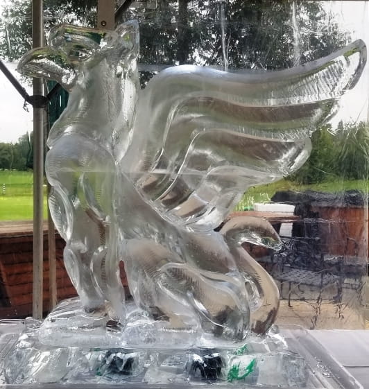 Running horse ice sculpture