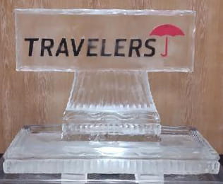 Travelers branded corporate ice sculpture