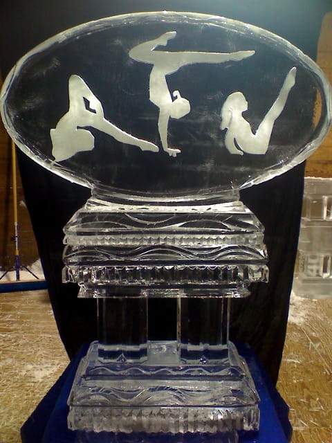 Swan ice sculpture centerpiece