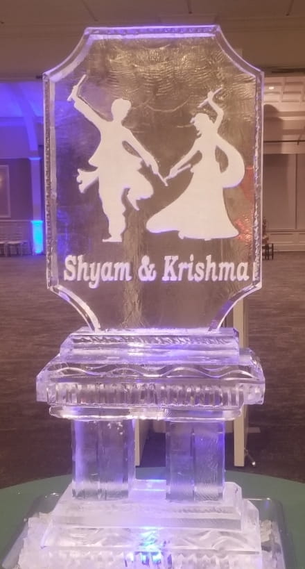 Shyam & Krishma personalized wedding ice sculpture