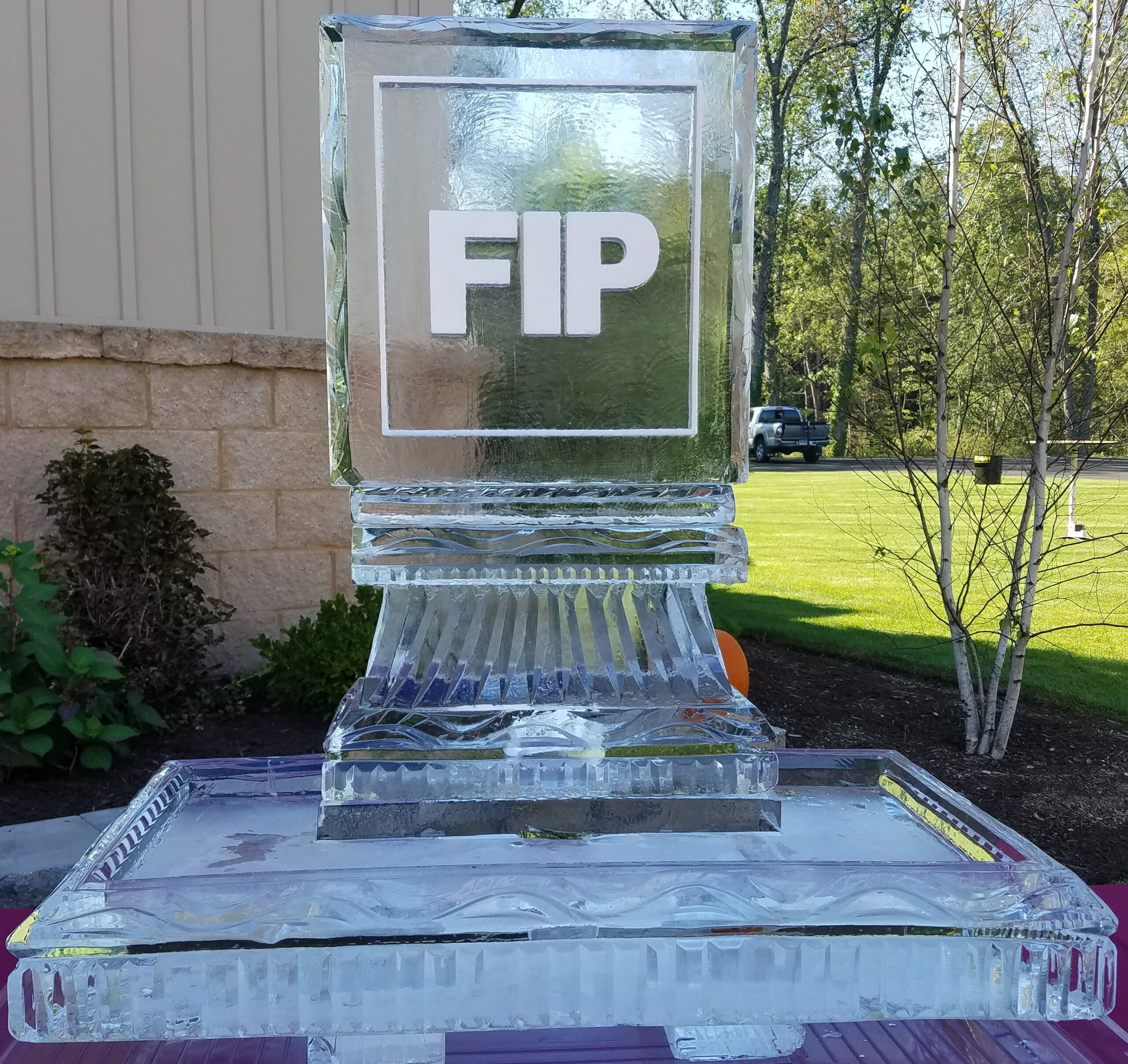FIP branded custom ice sculpture