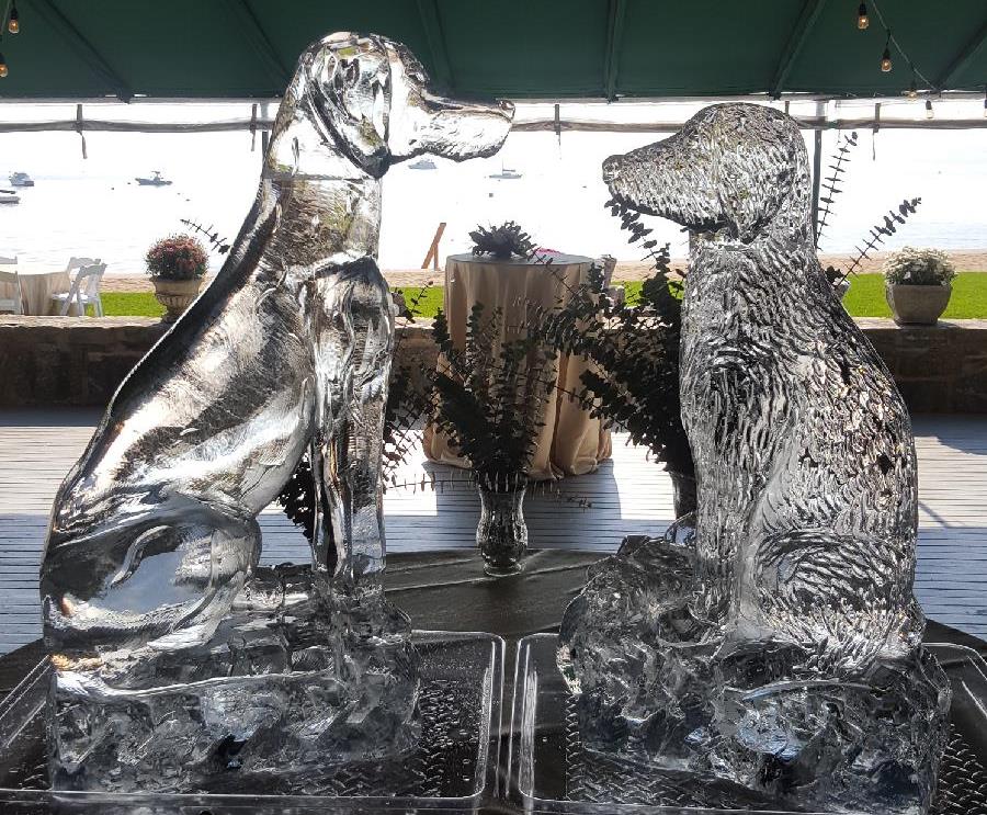 Bear ice sculpture pair