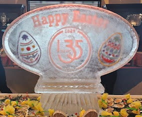 Happy Birthday 35 engraved ice sculpture