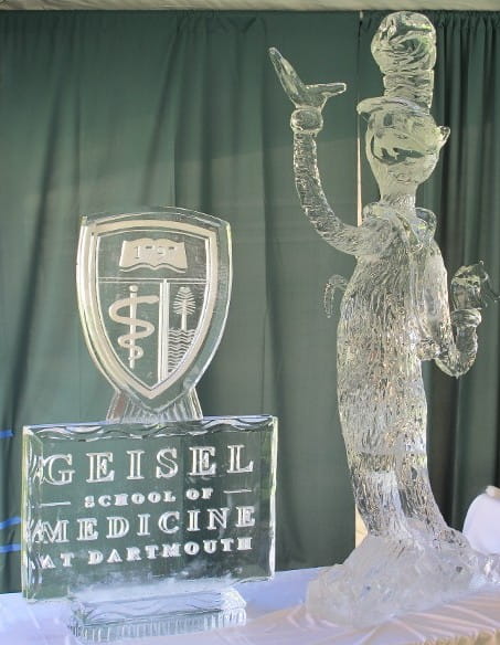 Geigel shield logo and corporate character figure ice carving