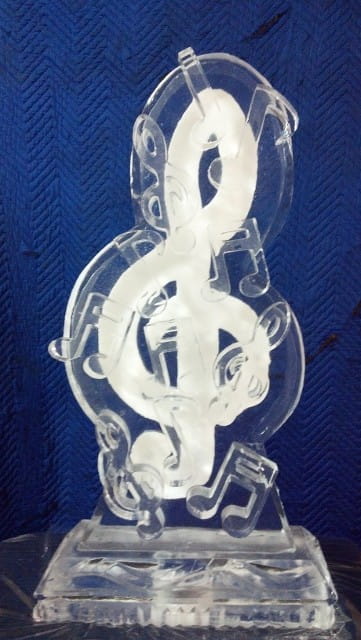 Treble clef music note ice sculpture