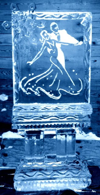 Figure skating engraved ice sculpture