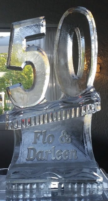 Large number 50 carved ice sculpture
