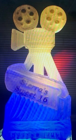 Abstract illuminated ice sculpture centerpiece