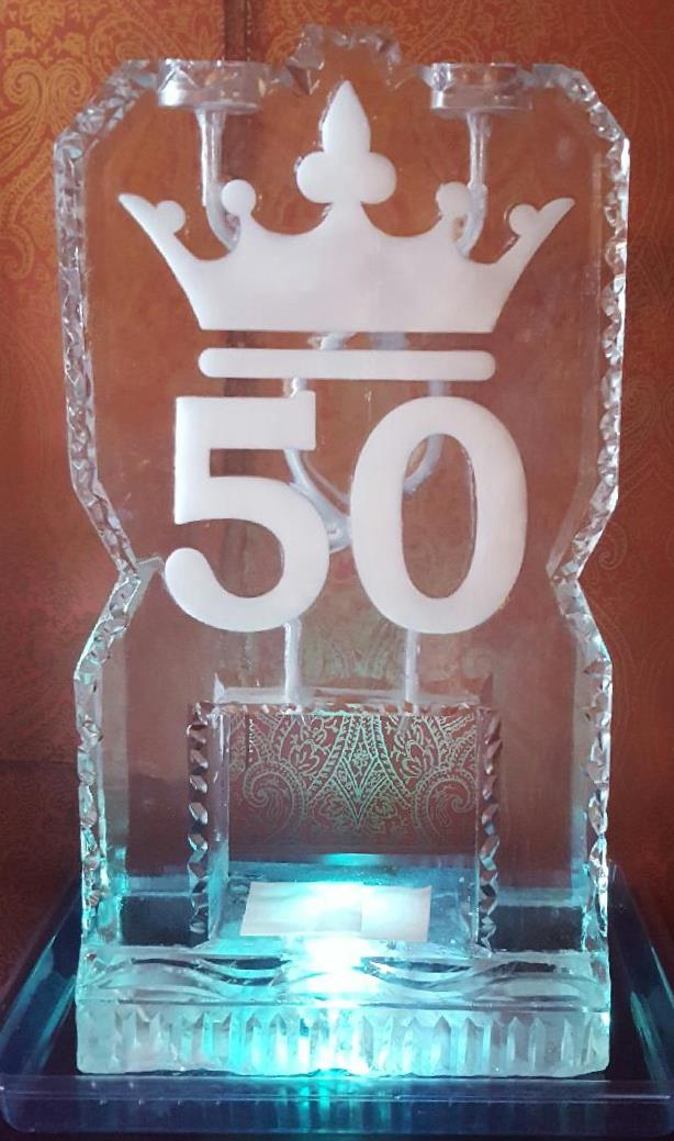 Modern 50th anniversary ice sculpture