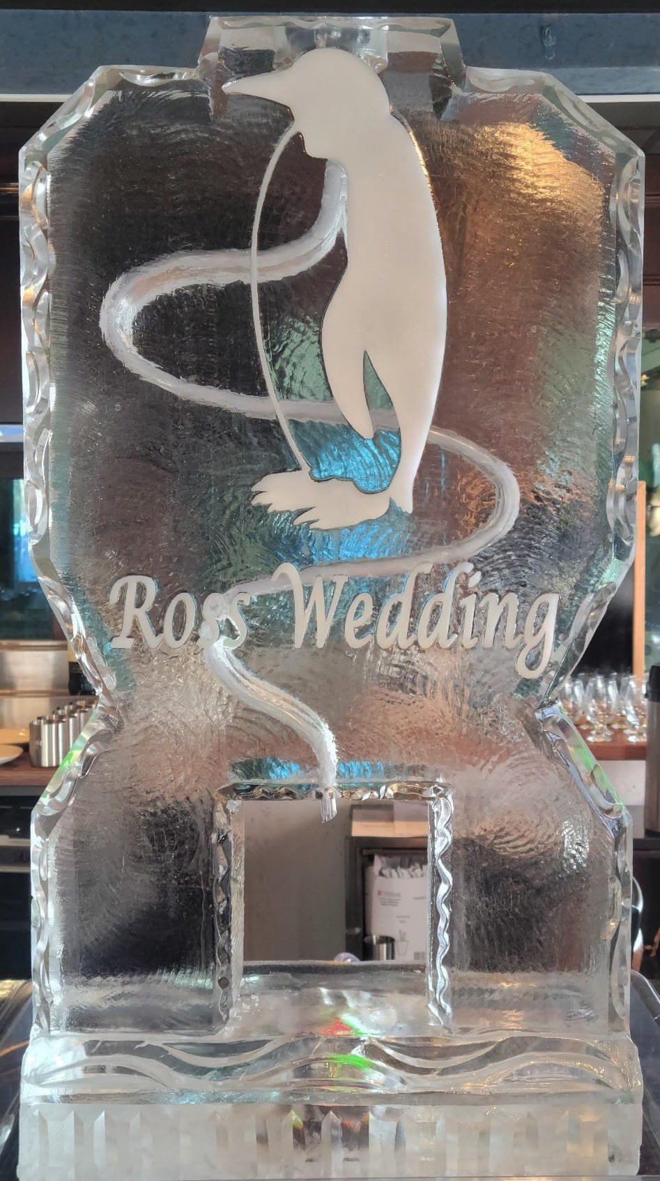 Rose Wedding engraved ice sculpture