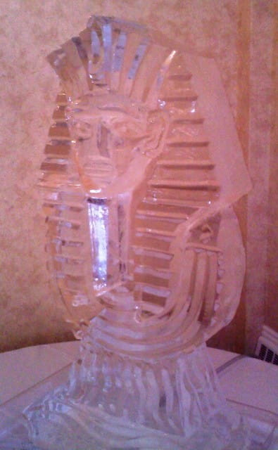 Pyramid-style ice sculpture centerpiece