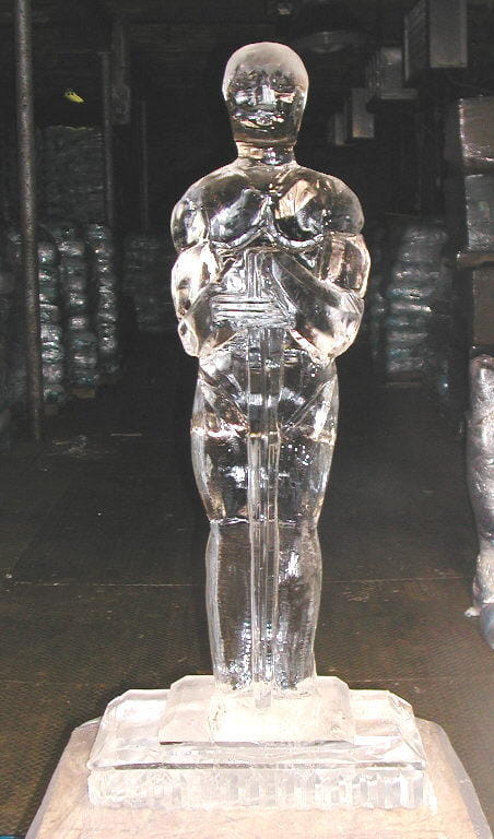 Abstract illuminated ice sculpture centerpiece