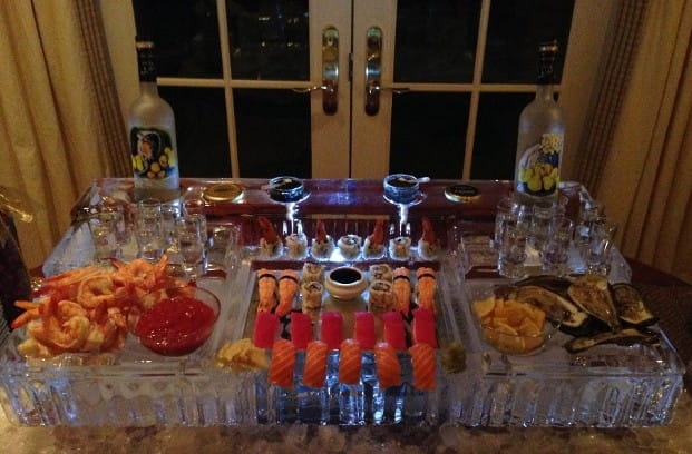 Cocktail and beverage ice bar centerpiece