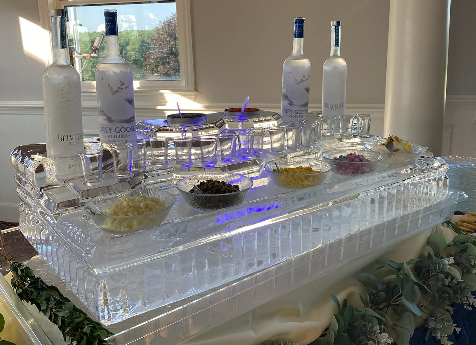 Premium vodka bottle ice bar display