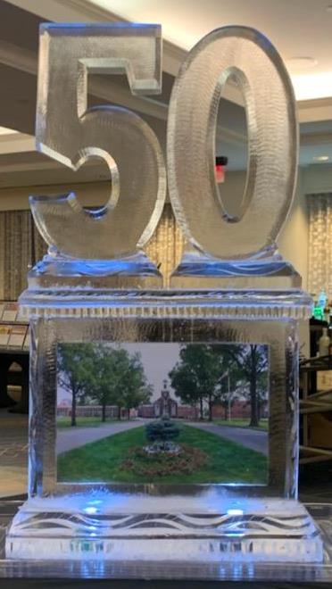 50th anniversary illuminated ice sculpture