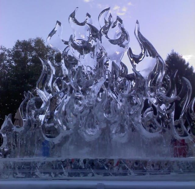 Mountain peak ice sculpture display