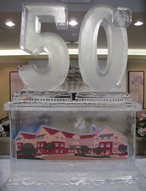 Number 50 celebration ice sculpture