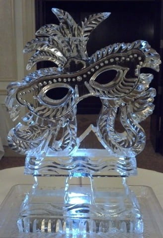 Venetian masquerade mask ice sculpture