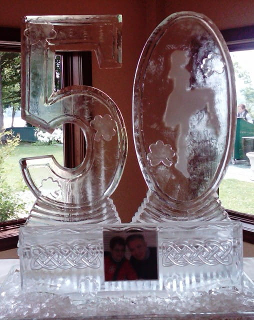 Large number 50 ice sculpture centerpiece
