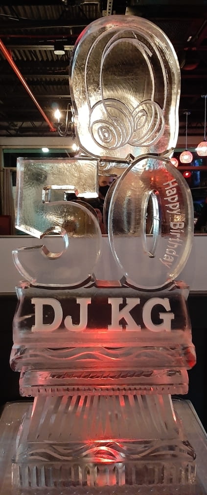 50th birthday custom ice sculpture display
