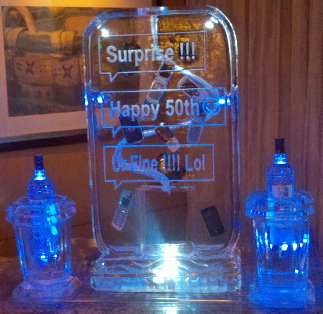 Surprise Happy 50th birthday ice sculpture